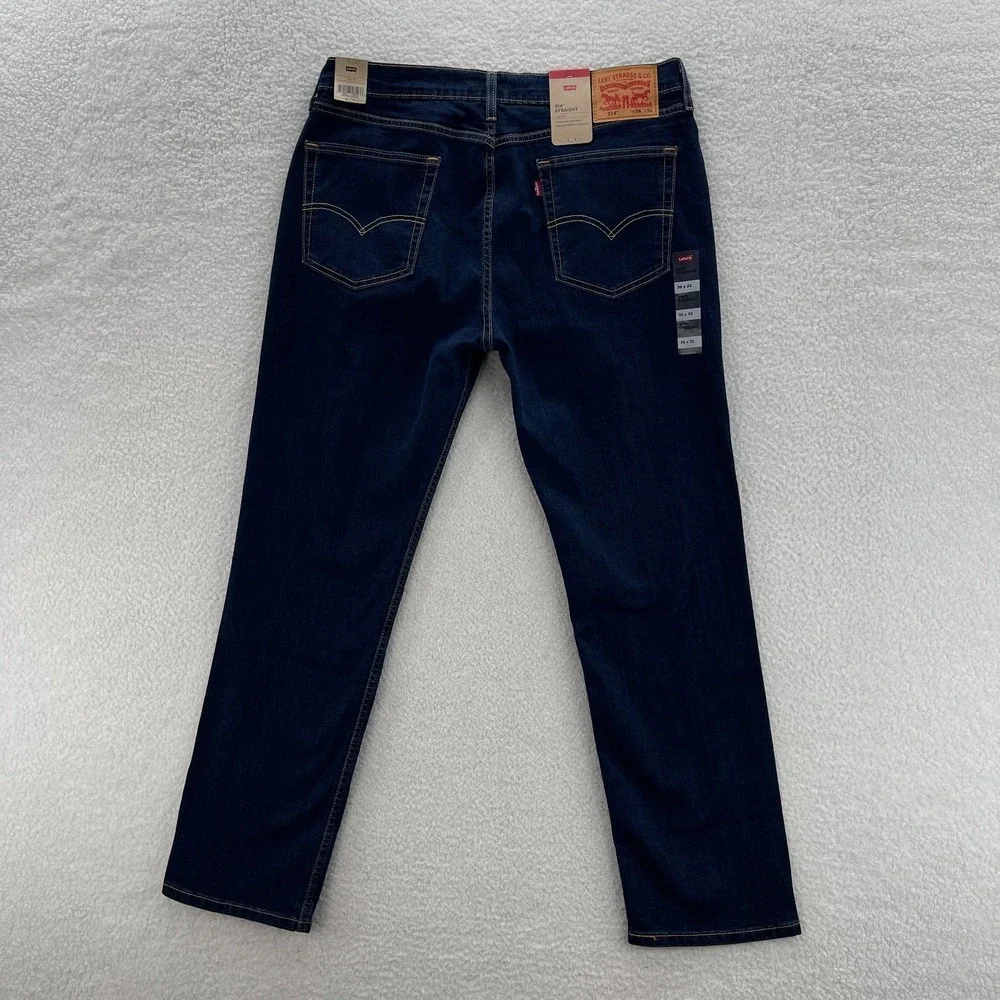 Levis 514 Jeans Mens 36x32 Blue Straight Dark Wash Denim Grunge Cowboy Work Rock